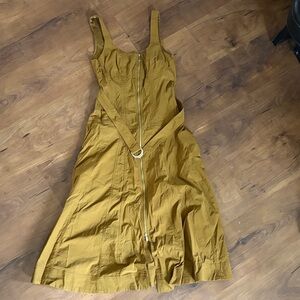 By Anthropologie Mustard Zip-Front Midi Dress size M